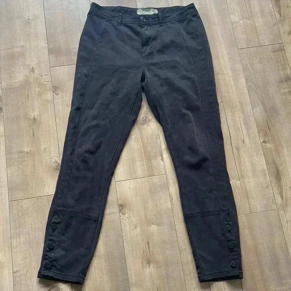 Anthropologie Womens Size 28 Gray Pants Button Ankle Detail Lyocell Mid Rise
